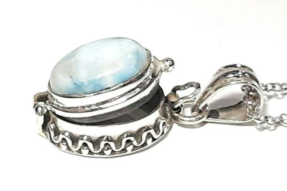 ラリマーフォトロケットネックレス 925スターリングシルバーロケット  