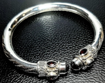 Garnet bracelet Torque bangle 925 Sterling silver cuff Adjustable Garnet gemstone cuff Torque bracelet 925 Silver bracelet 925 Silver torque