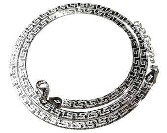 Herringbone necklace Flat snake chain 925 Sterling silver serpent necklace Meander necklace Greek meandros chain Two sided snake necklace