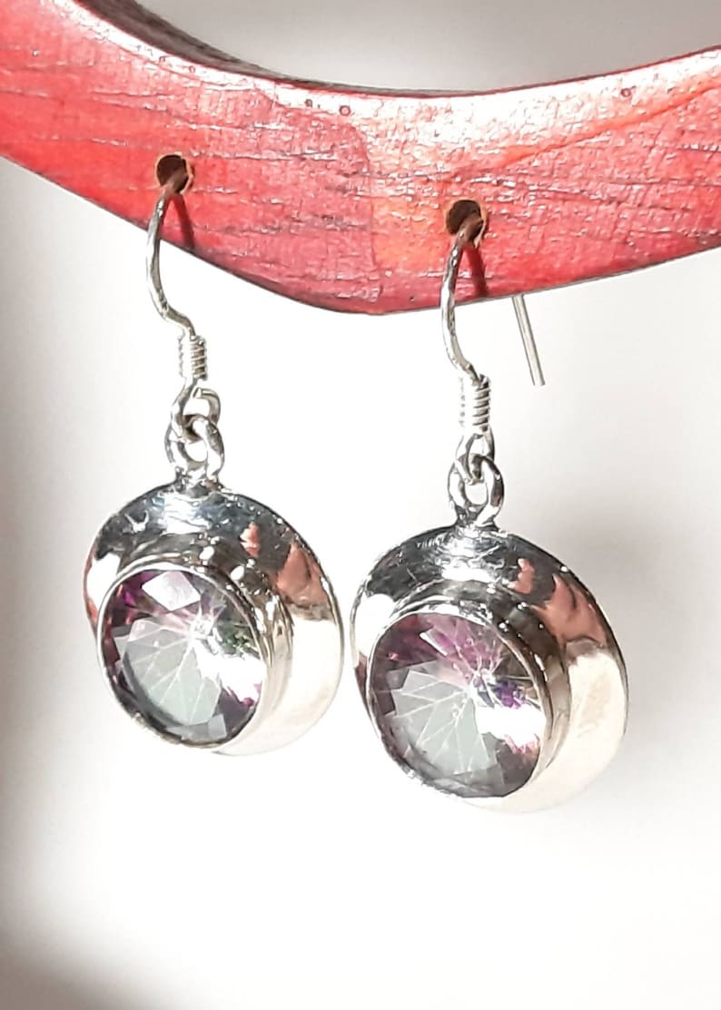 Mystic topaz earrings Sterling silver Topaz gemstone earrings Mystic topaz dangle earrings Topaz dangles Wedding jewelry Bridal earrings