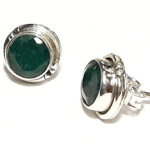 Emerald earrings Sterling silver studs May birthstone earrings Emerald studs Emerald stud earrings Emerald gemsrone earrings Emerald jewelry
