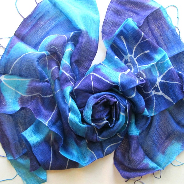 Silk shawl-Handwoven-Hand dyed-Batik silk shawl-Pure silk-Natural silk-Handmade shawl-Silk accessories-Wedding gift-Wedding accessories