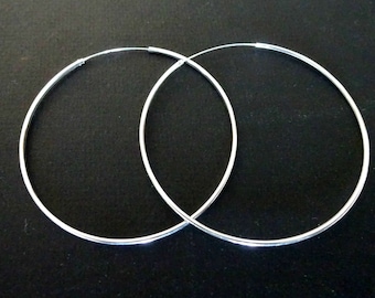 Endless hoops Sterling silver Hoop earrings Large hoops Big hoops Contemporary hoops Dainty big hoops Minimalist Modern 2.5 inches hoops