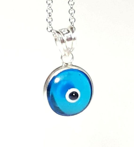 Evil eye necklace 925 Sterling silver necklace Turquoise evil eye pendant Greek Mati Good luck charm Evil eye jewelry Protection jewelry
