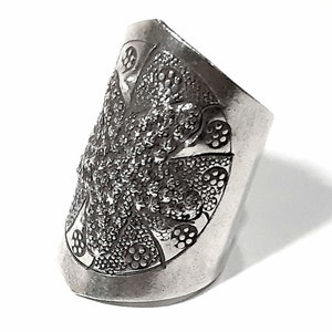 Sjöstjärnering 925 sterlingsilverband Justerbart öppet band Bred ring Lång silverring Inlindad ring Boho stor ring 925 silversmycken bild 10
