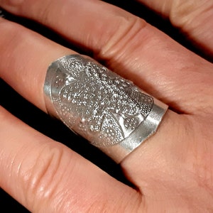 Sjöstjärnering 925 sterlingsilverband Justerbart öppet band Bred ring Lång silverring Inlindad ring Boho stor ring 925 silversmycken bild 3