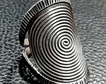 Anillo espiral de plata esterlina Anillo infinito Anillo espiral de llave griega ajustable Banda espiral de eternidad Anillo de remolino Círculo eterno de la vida Anillo de olas