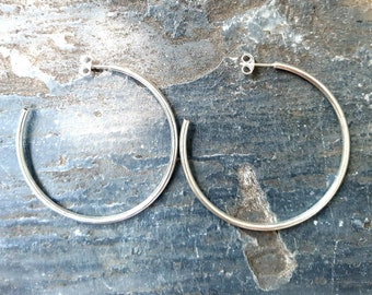 Pendientes de aro Aros de plata de ley 925 Aros grandes Pendientes de aro grandes Aros elegantes Aros finos Aros para todos los días Aros delicados Aros de 1,9 pulgadas
