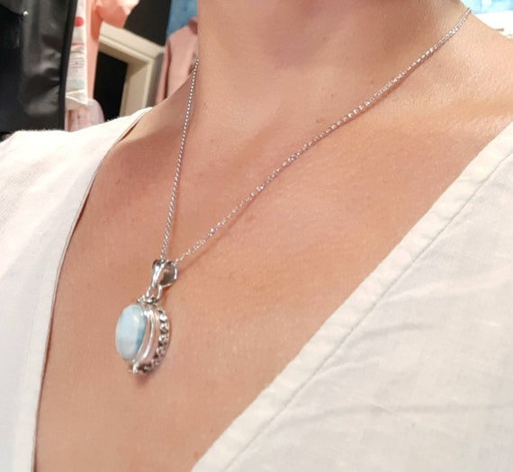 ラリマーフォトロケットネックレス 925スターリングシルバーロケット  