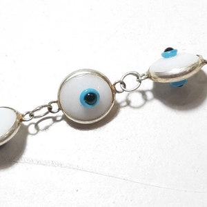 Evil Eye Bracelet Sterling Silver Unisex amulet Protection Good Luck Mati Lampwork Murano Glass Beads Chain Link Greek Jewelry Gift For Baby image 3