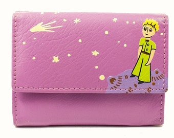 Le Petit Prince wallet The Little Prince Small pink leather wallet Genuine leather woman's purse Hand painted Everlasting colors Kids gift