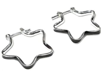 Star earrings Sterling silver stars Star hoops Star hoop earrings Celestial hoop earrings Celestial earrings Celestial jewelry Silver hoops