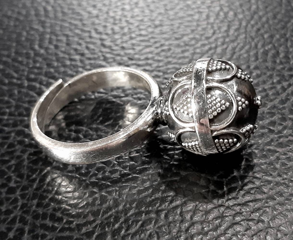 Chime Ball Ring 925 Sterling Silver Adjustable Harmony Ball