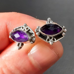 Amethyst earrings 925 Sterling silver earrings Amethyst stud earrings Amethyst studs Amethyst gemstone earrings Amethyst jewelry 925 Silver