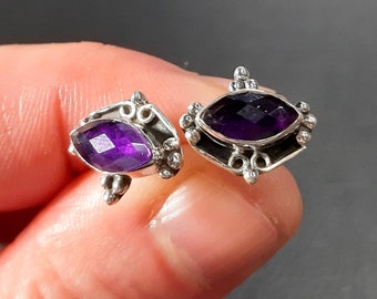 Pendientes de amatista Pendientes de plata de ley 925 Pendientes de amatista Pendientes de amatista Pendientes de piedra preciosa de amatista Joyas de amatista Plata 925