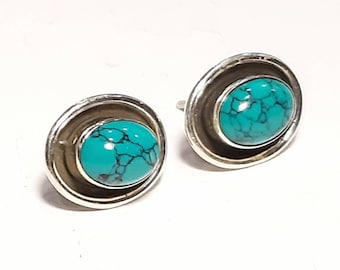 Turquoise earrings 925 Sterling silver earrings Turquoise stud earrings Turquoise studs Turquoise gemstone earrings Turquoise jewelry