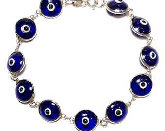 Pulsera de ojo malvado Pulsera de plata 925 Joyas de protección Pulsera de buena suerte Pulsera griega Mati Pulsera de ojo malvado de Murano Joyas de ojo malvado de Murano