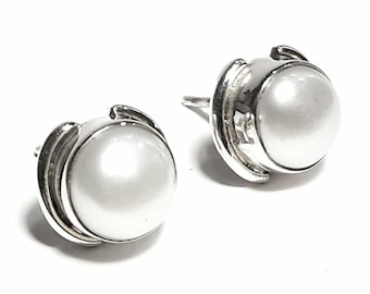 Boucles D'Oreilles Clous Minimalistes Simples En Pierre Précieuse Turquoise Stabilisée Bleue Pour Femmes En Argent Sterling .925 8 MM