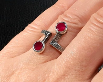 Bague rubis Bague en argent sterling Bague rubis avec pierres précieuses Bague rubis naturels Bague rubis véritable Bague pierre de naissance juillet Bijoux rubis Bague amour
