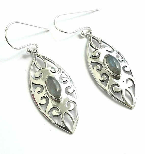 Labradorite earrings Sterling silver earrings Labradorite dangle earrings Labradorite dangles Cut out earrings Labradorite gemstone jewelry