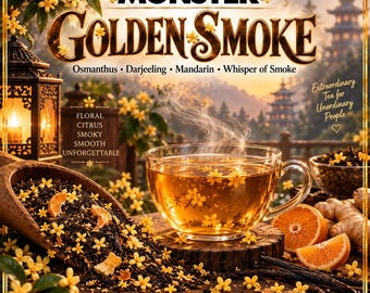 Golden Smoke Osmanthus Tea | Darjeeling Tea with Mandarin, Vanilla & Lapsang | Floral Smoky Loose Leaf Tea