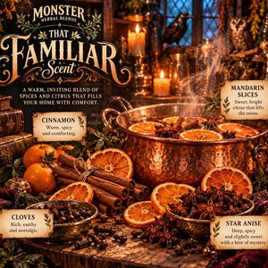 Die vertrouwde geur | Kaneel Sudder Pot | Potpourri van gedroogde planten | Huisparfum met kruidige mandarijn | Gothic Apothecary | 50 g & 100 g