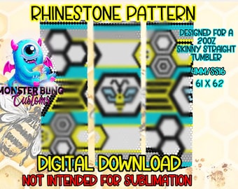 Rhinestone tumbler pattern! Bee Happy! 4mm - 20oz tumbler digital download