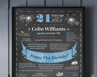 21st Birthday Gift for Him, 21st Birthday Sign, 21st Birthday Gift, Born in 2003 Gift for Boys