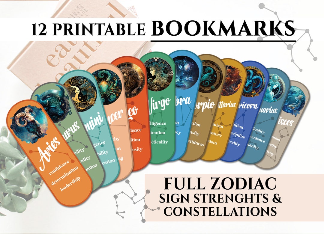 Printable Bookmarks Zodiac Bookmarks, Book Tracker Bookmark ...