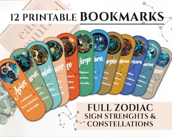 Printable Bookmarks Zodiac Bookmarks, Book Tracker Bookmark Constellation, Printable Reading Mark Star Sign Digital Reader Gift