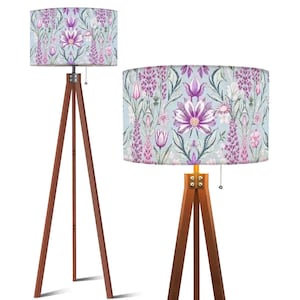 Lavender Floral Tripod Floor Lamp (Made in USA), Ambience Lighting Decor, Housewarming Gift for Mom, Christmas Present