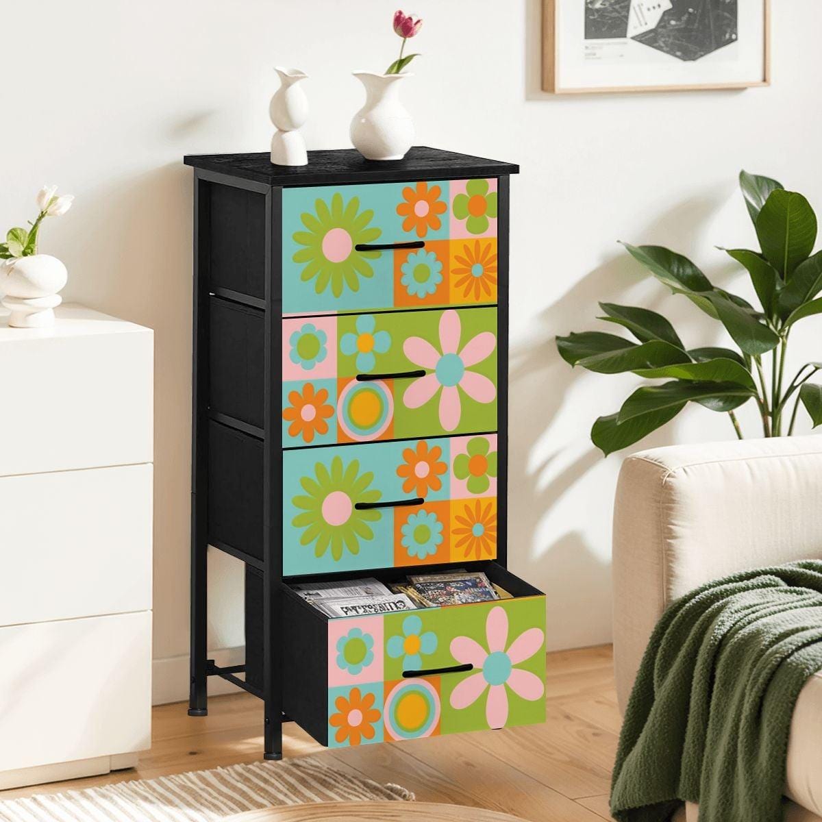 Flower Power Retro 70s 4-drawer Dresser Storage Unit - Etsy