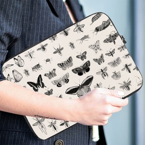 Black and White Butterflies Laptop Sleeve, 10inch, 12 inch, 13 inch, 15 inch, 17 inch, Back To School Laptop Case, Birthday Gift