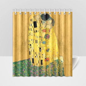 The Kiss Gustav Klimt Shower Curtain Romantic Art Shower Curtain Bathroom Decor Housewarming Gift For Her Gift For Mom