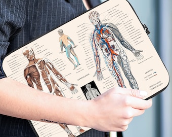 Medical Plate The Nervous & Muscular System Laptop Sleeve, Macbook Pro Sleeve, Medical Student Gift, Gift for Him, Gift for Doctors Nurses