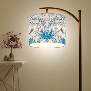 Blue White Honeysuckle Arc Floor Lamp, William Morris Pattern Lamp Shade, Housewarming Gift For All Occasion Present For Mom Housewarming