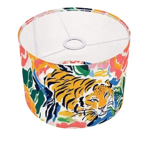 Preppy Tiger Drum Lamp Shade, Arc Floor Lamp Shade (Made in USA), Birthday Gift