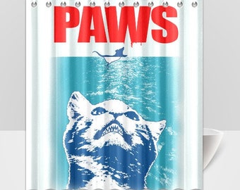 Cat Paws Satire Blue Sea Mouse Blood Shower Curtain