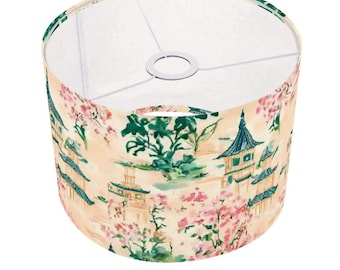 Chinoiserie Pagoda Lamp Shade, Asian Accent Interior Light Shade, Mother&#39;s Day Gift For Her Birthday Present, Pendant Floor Lampshade