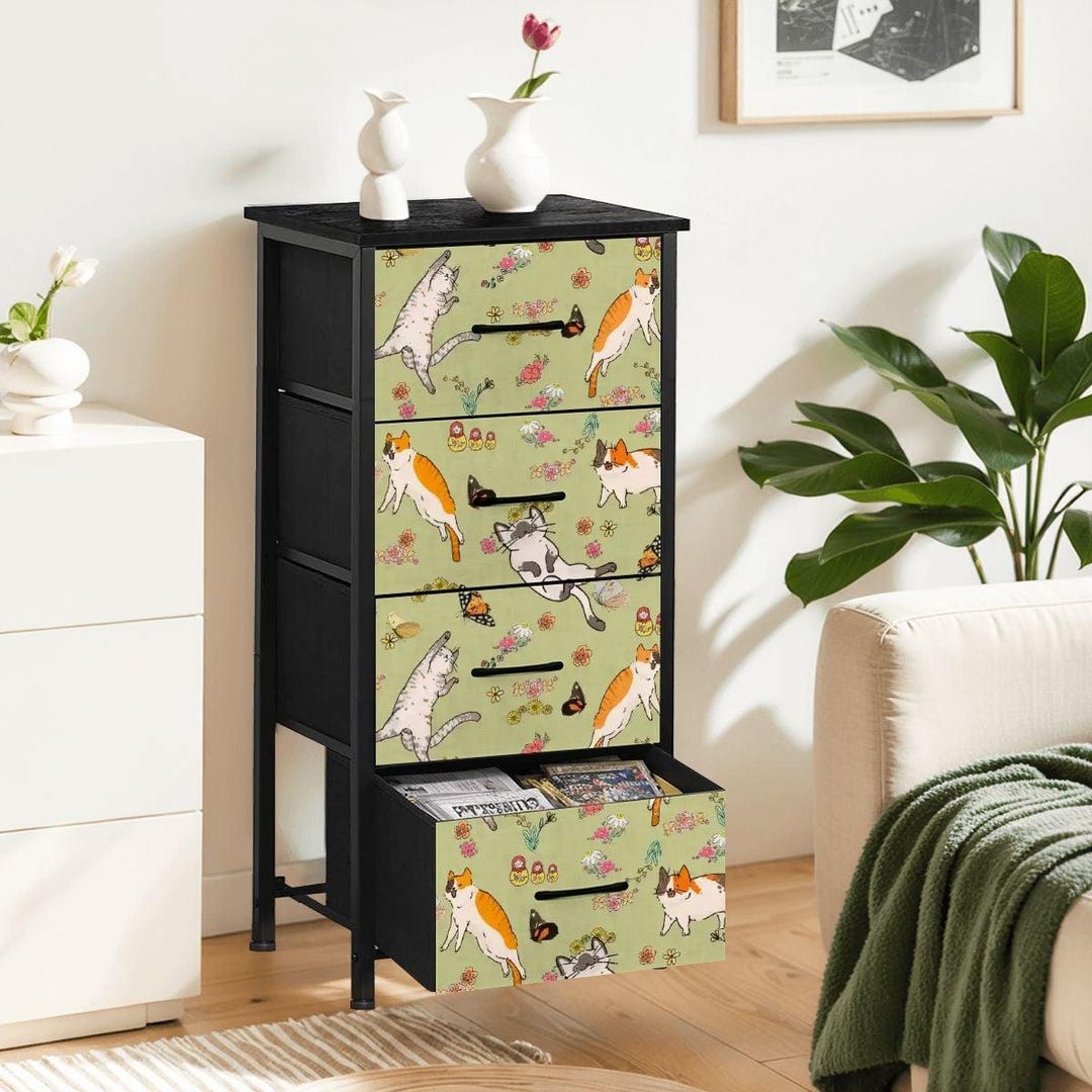 Illustrated Cats 4-drawer Dresser Nursery Storage Bedroom Cabinet - Etsy