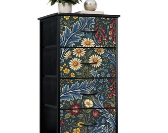 Fabric Dresser William Morris Style Blue Daisies Storage Unit