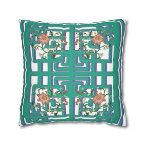 Cushion Cover, Chinese Geometric Lucky FU Character Chinoiserie Style, Soft Furnishing, Interior Decor, Mother's Day Gift, Birthday Gift, zdjęcie 1