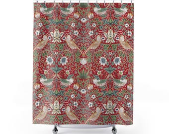 Strawberry Thief William Morris Shower Curtain English Country Home Decor Shower Curtain