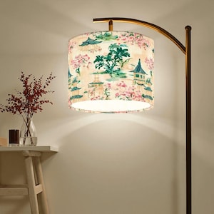 Chinoiserie Pagoda Arc Floor Lamp (Made in USA) Table Lampshade, Pendant Lampshade, Housewarming Gift