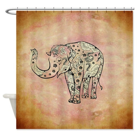 Vintage Hanna Flower Happy Elephant Shower Curtain Etsy