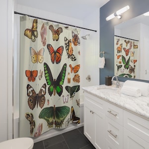 Vintage Monarch Butterflies Multi-colors Shower Curtain Housewarming Gift