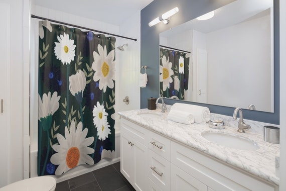 Details about   Flower Shower Curtain Daisies Garden Print for Bathroom 