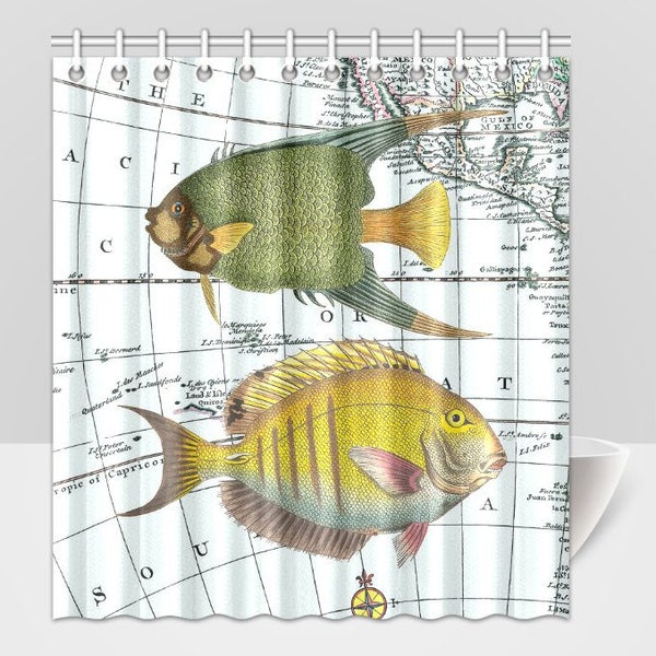 Fish Shower Curtain Etsy