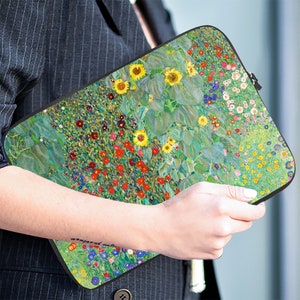 Back to School Laptop Sleeve, MacBook Pro Case, Gustav Klimt Farm Garden with Sunflowers, Gift for Her, Gift for Mom, College Gift