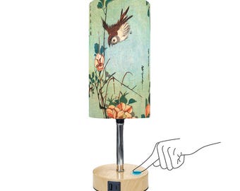 Chinese Bird Table Lamp with USB, Asian Accent Bedside lamp, Gift for Mom, Birthday Gift, Mother's Day Gift